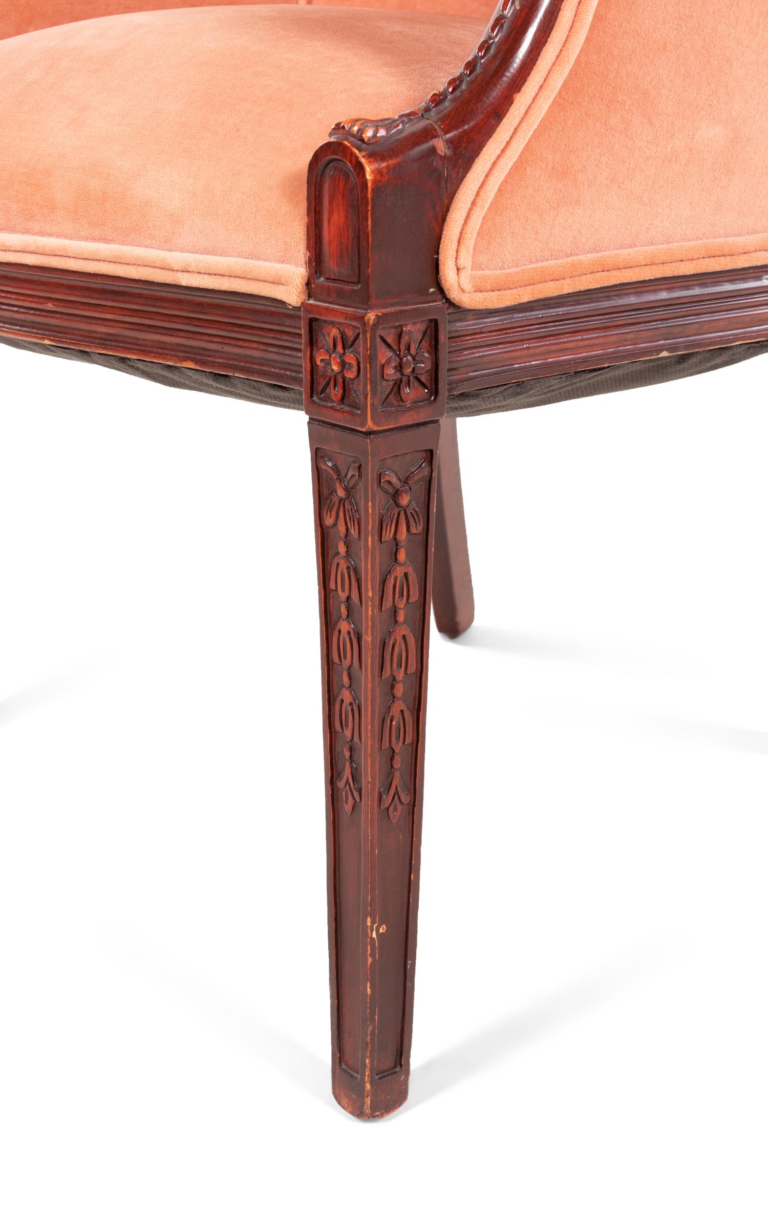 An Italian Velvet Upholstered Armchair