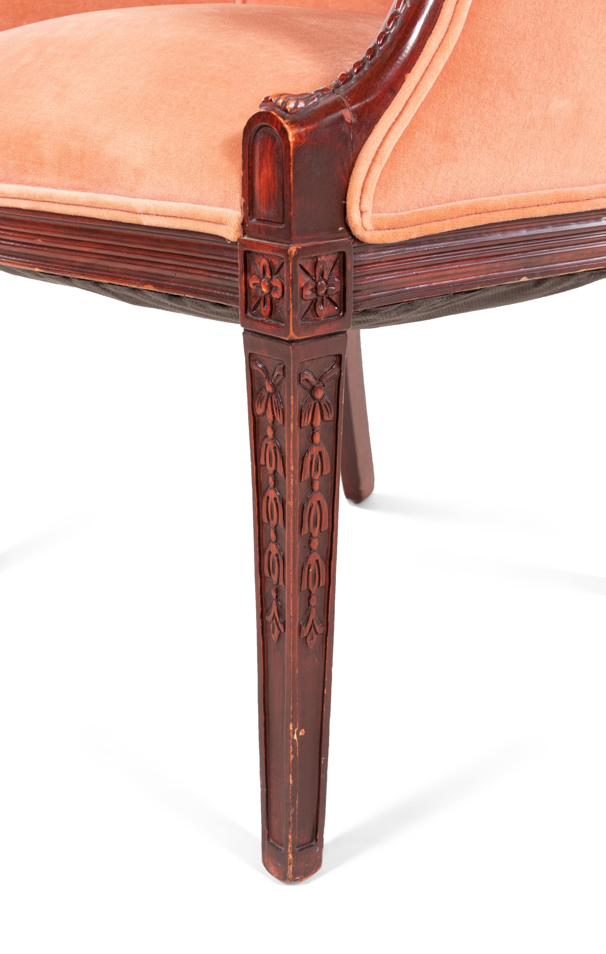 An Italian Velvet Upholstered Armchair