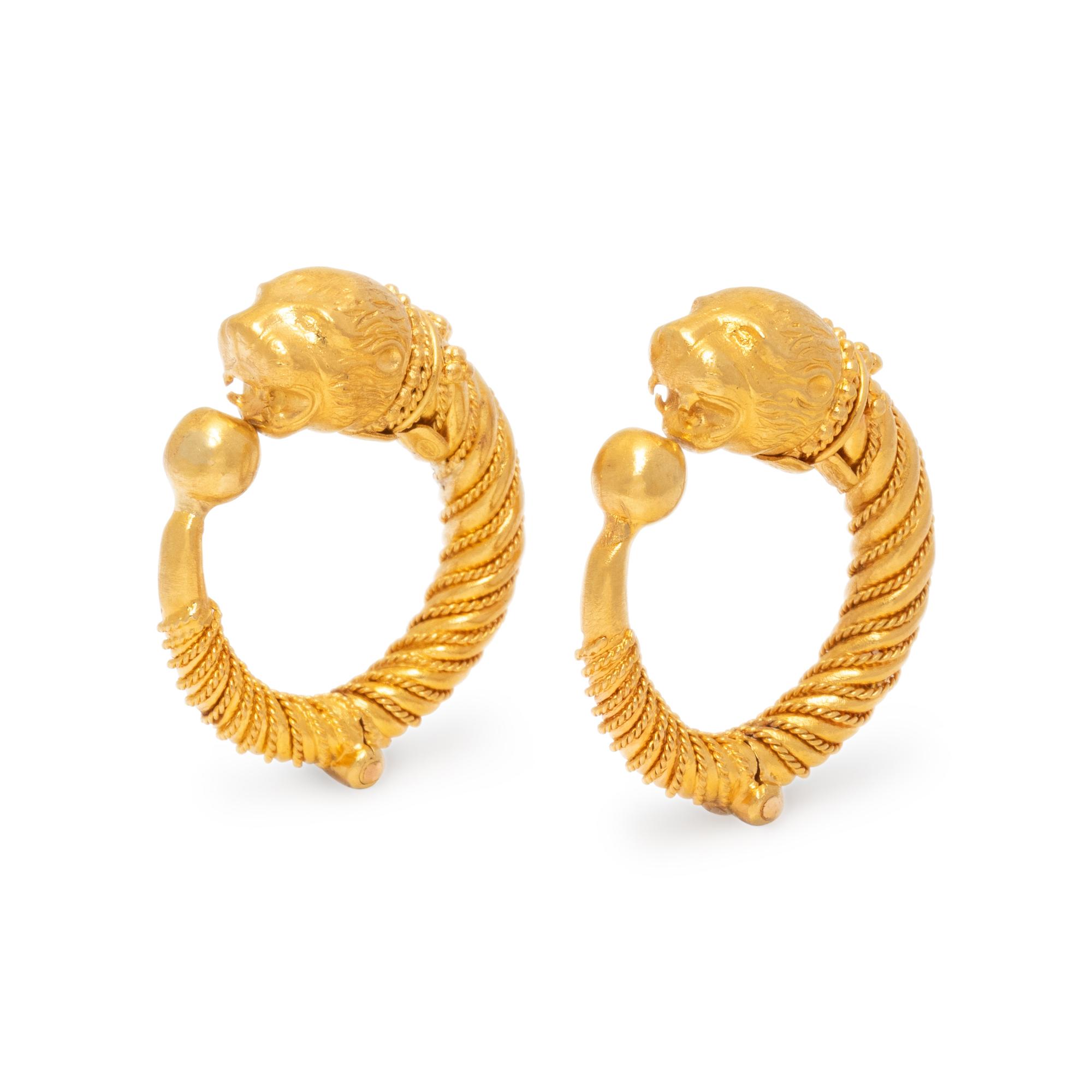 LALAOUNIS, YELLOW GOLD HOOP EARRINGS