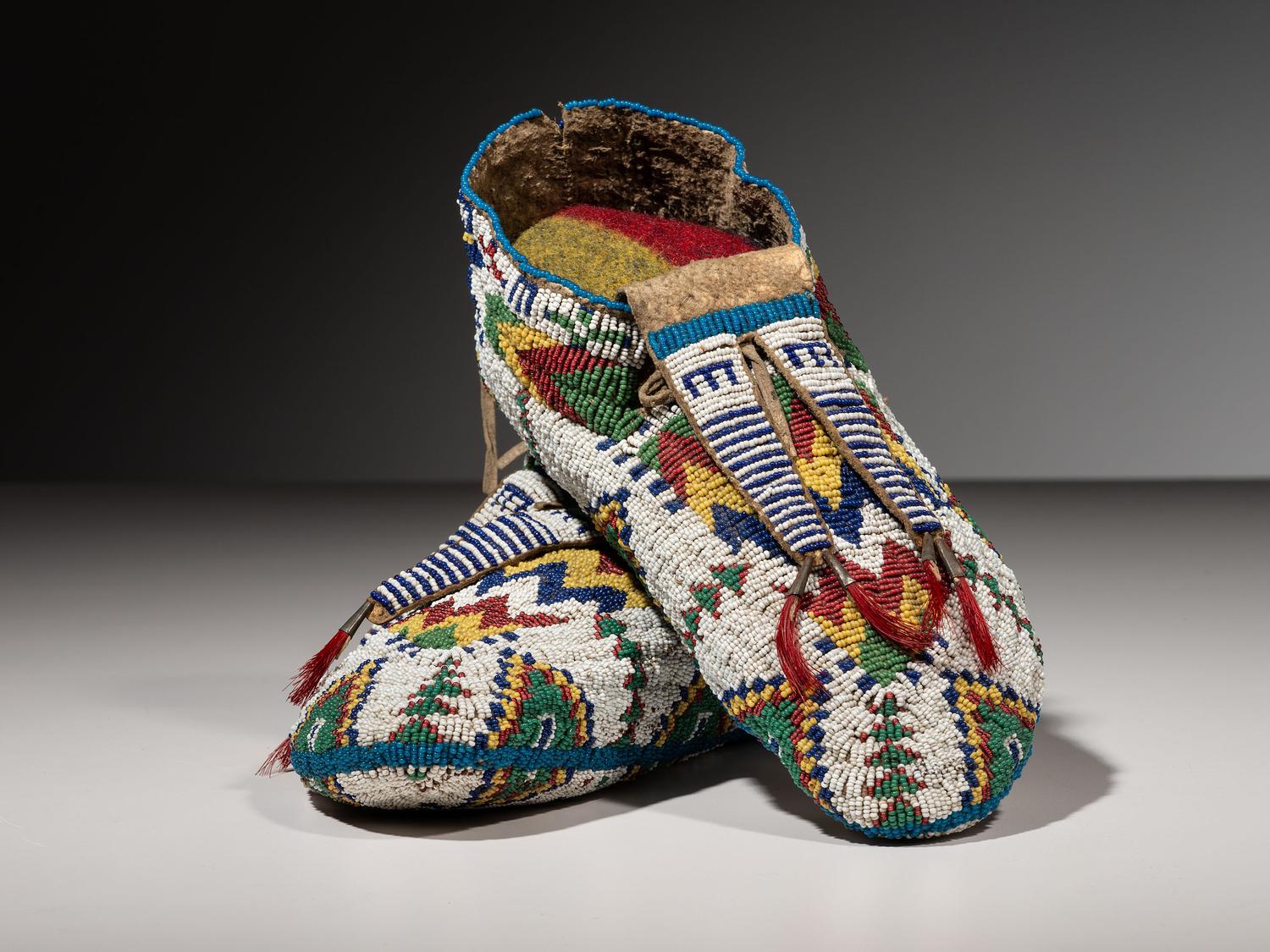 Sioux Fully Beaded Hide Moccasins