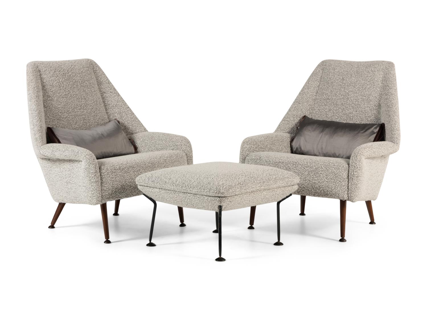 A Pair of Ernest Race Boucle-Upholstered Flamingo Armchairs