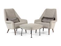 A Pair of Ernest Race Boucle-Upholstered Flamingo Armchairs