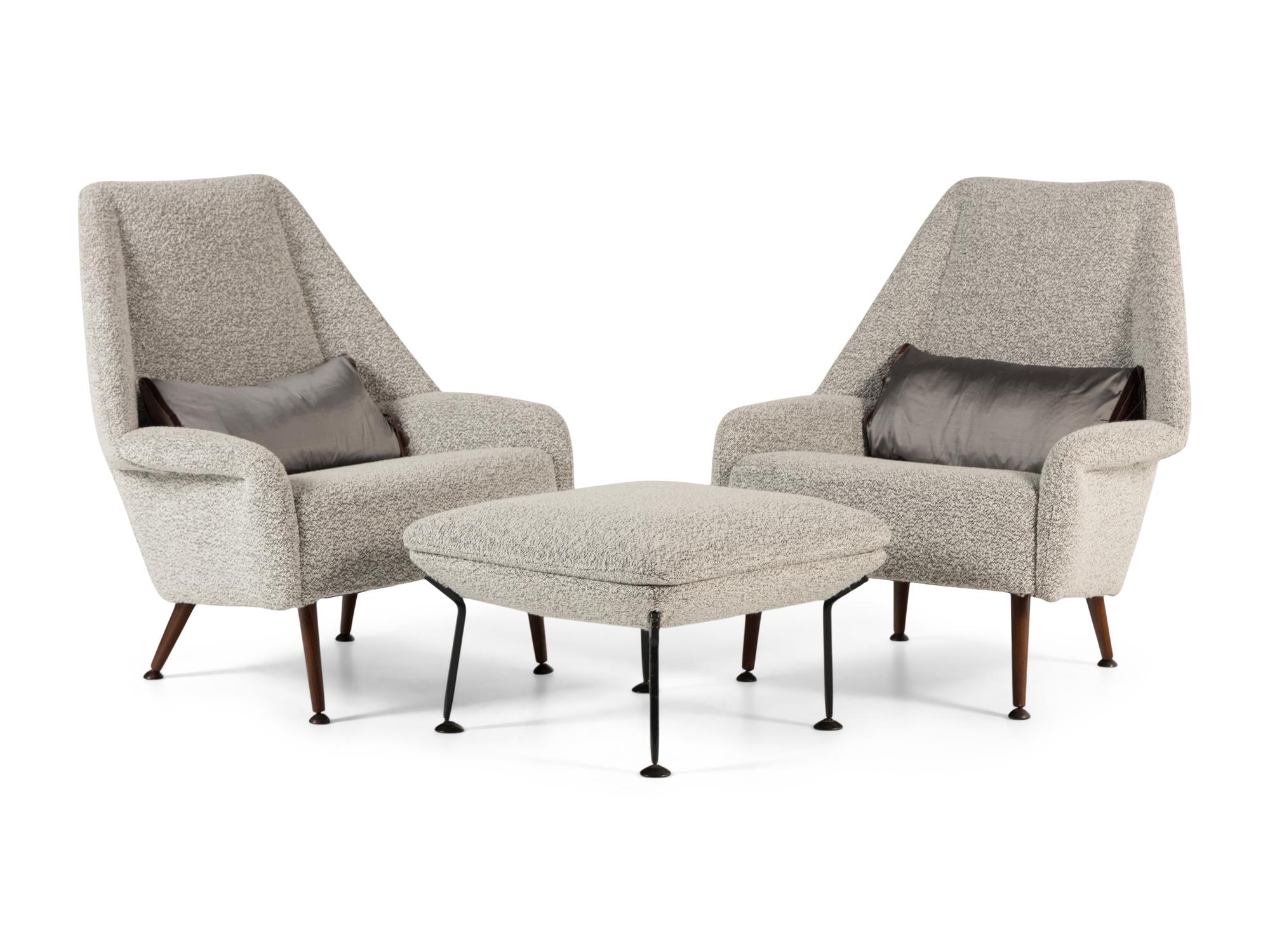 A Pair of Ernest Race Boucle-Upholstered Flamingo Armchairs