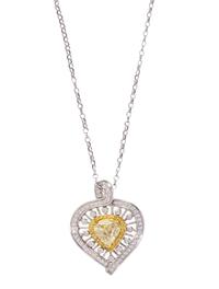 YELLOW DIAMOND AND DIAMOND PENDANT/NECKLACE