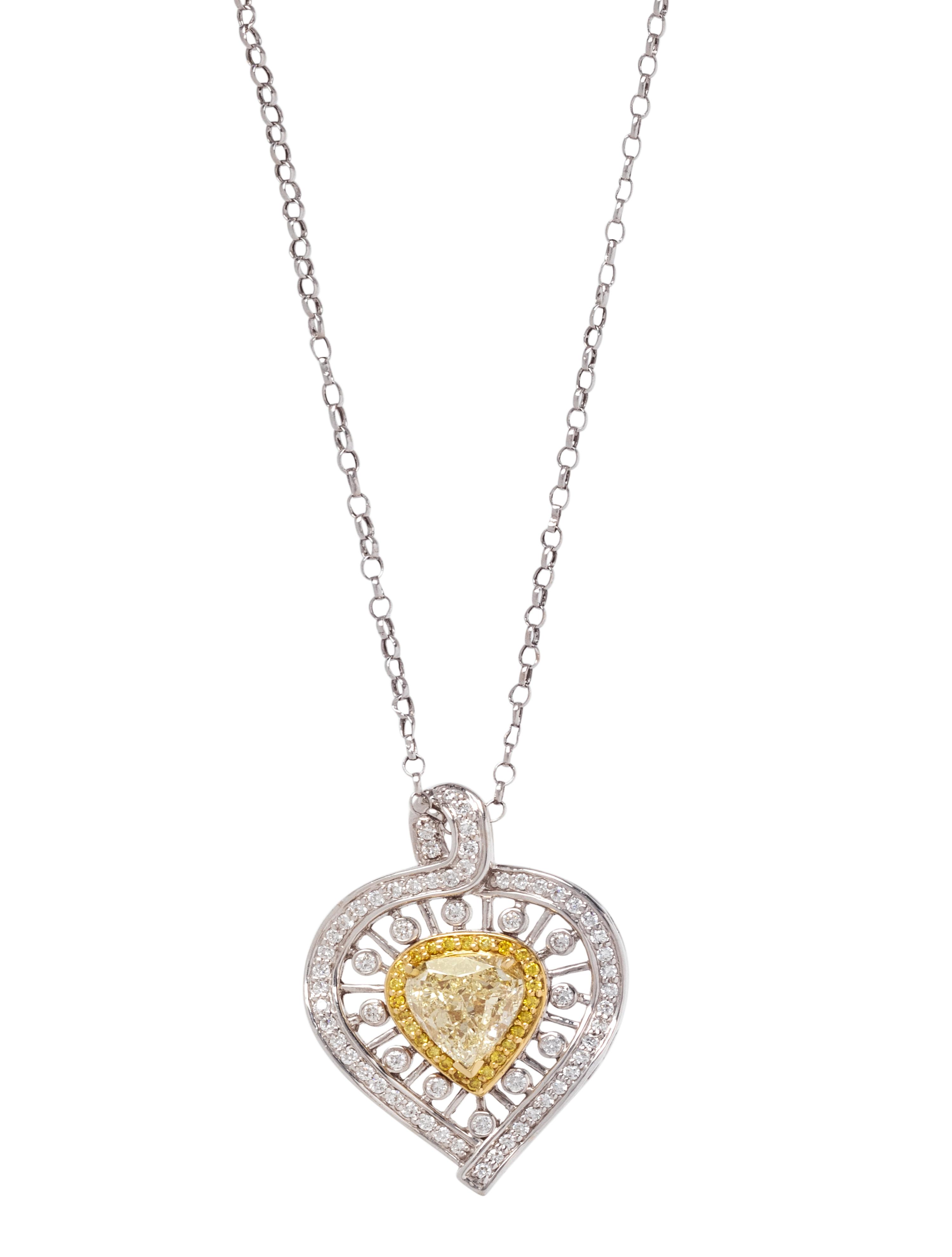 YELLOW DIAMOND AND DIAMOND PENDANT/NECKLACE
