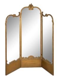A Louis XV Style Three-Panel Mirrored Room Divider