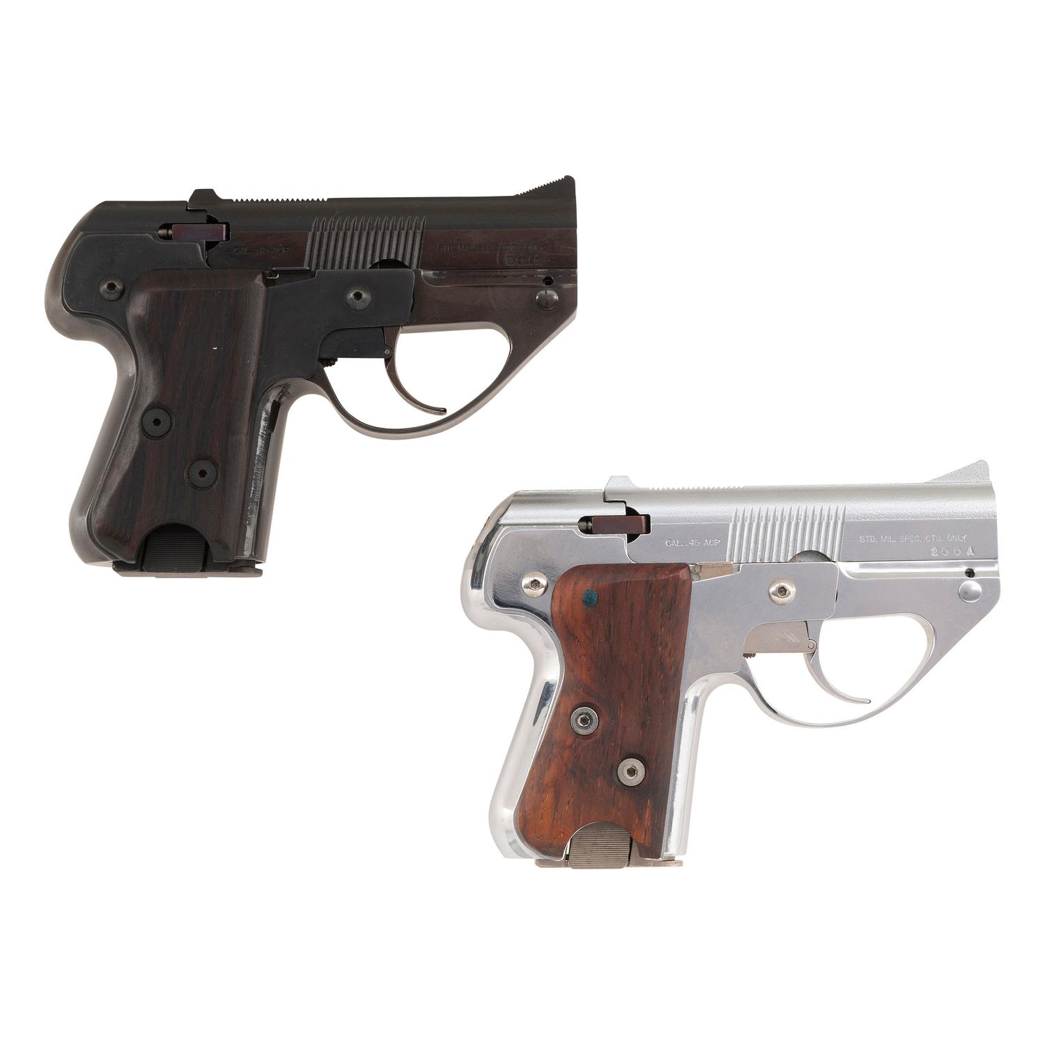 *Extremely Rare Blue & Nickel Pair of Semmerling LM-4 Pistols #200 & #200A in Display Case