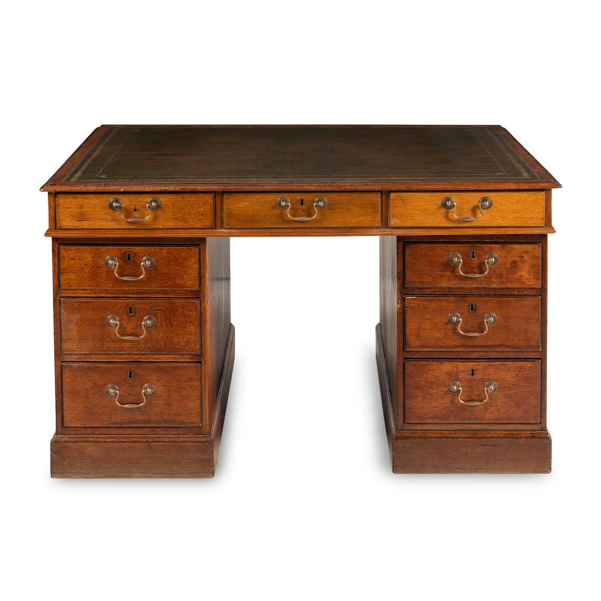 A George III Style Oak Partner's Desk