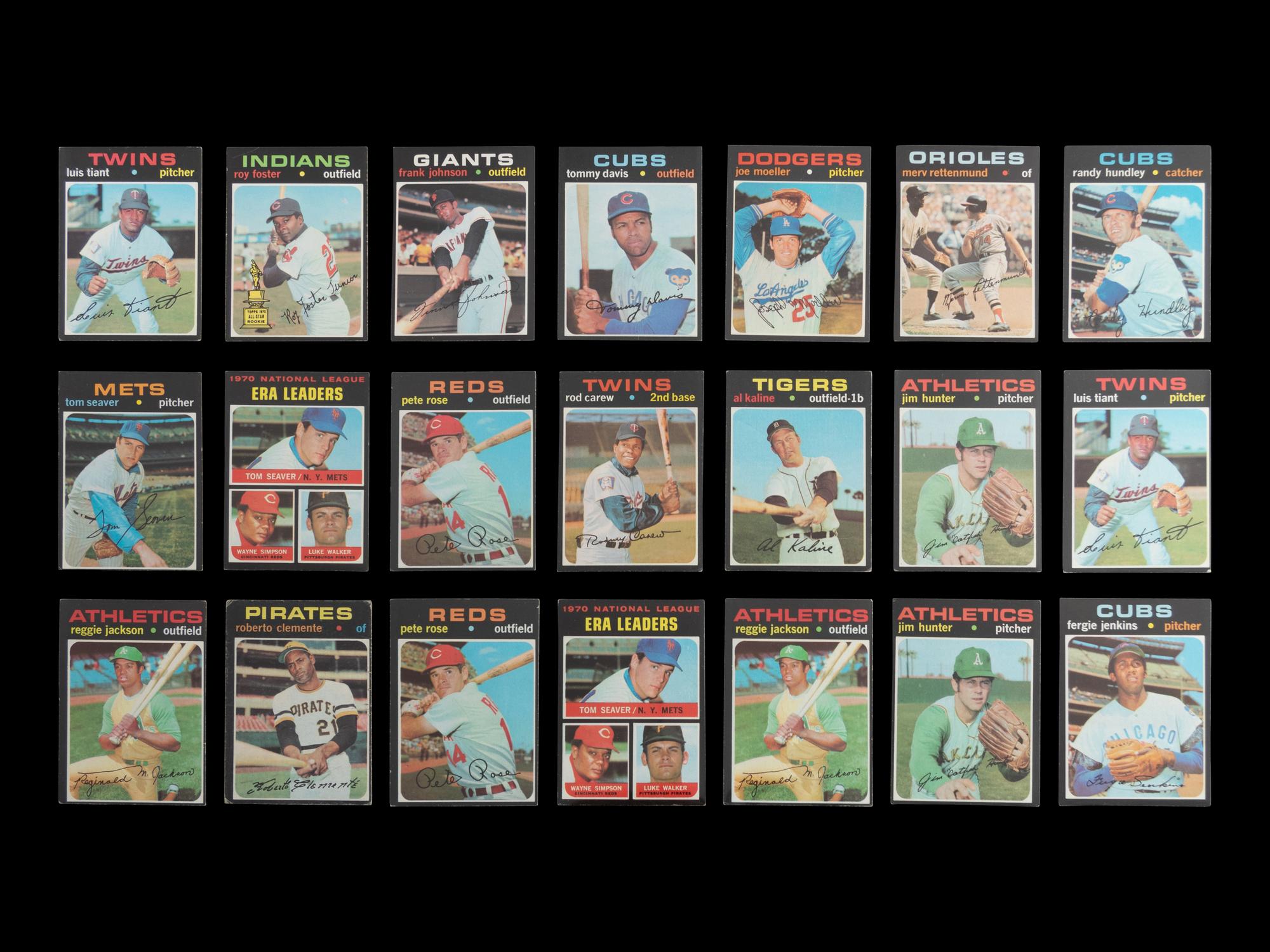 A Group of 28 1971 Topps Baseball Cards Featuring Multiple Hall of Famers and Notables (Including Roberto Clemente and Reggie Jackson),