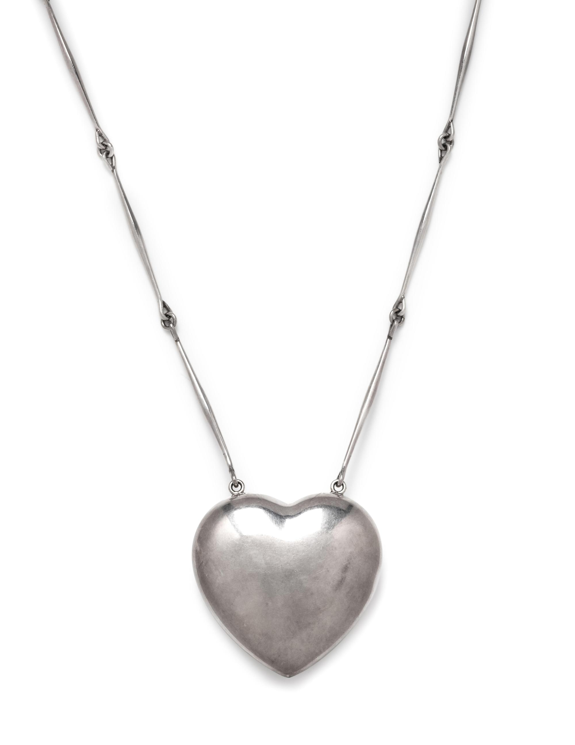 A Sterling Silver Heart Necklace, Astrid Fog for Georg Jensen,