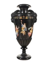 An Italian Neoclassical Black Belgian Marble and Micromosaic Vase