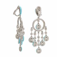 Turquoise, Diamond, and White Gold Earrings