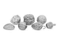 Seven Mexican Silver Bonbonnieres