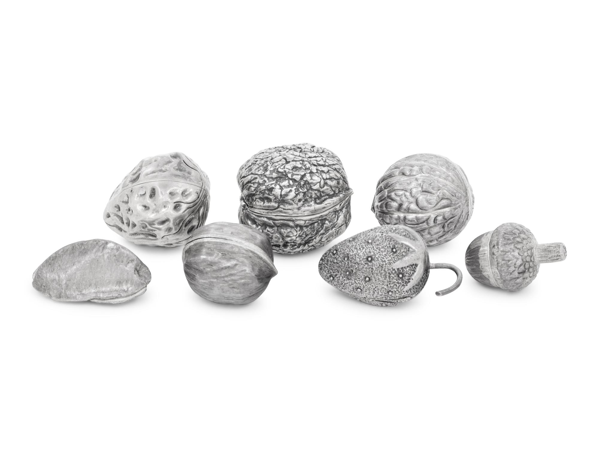 Seven Mexican Silver Bonbonnieres