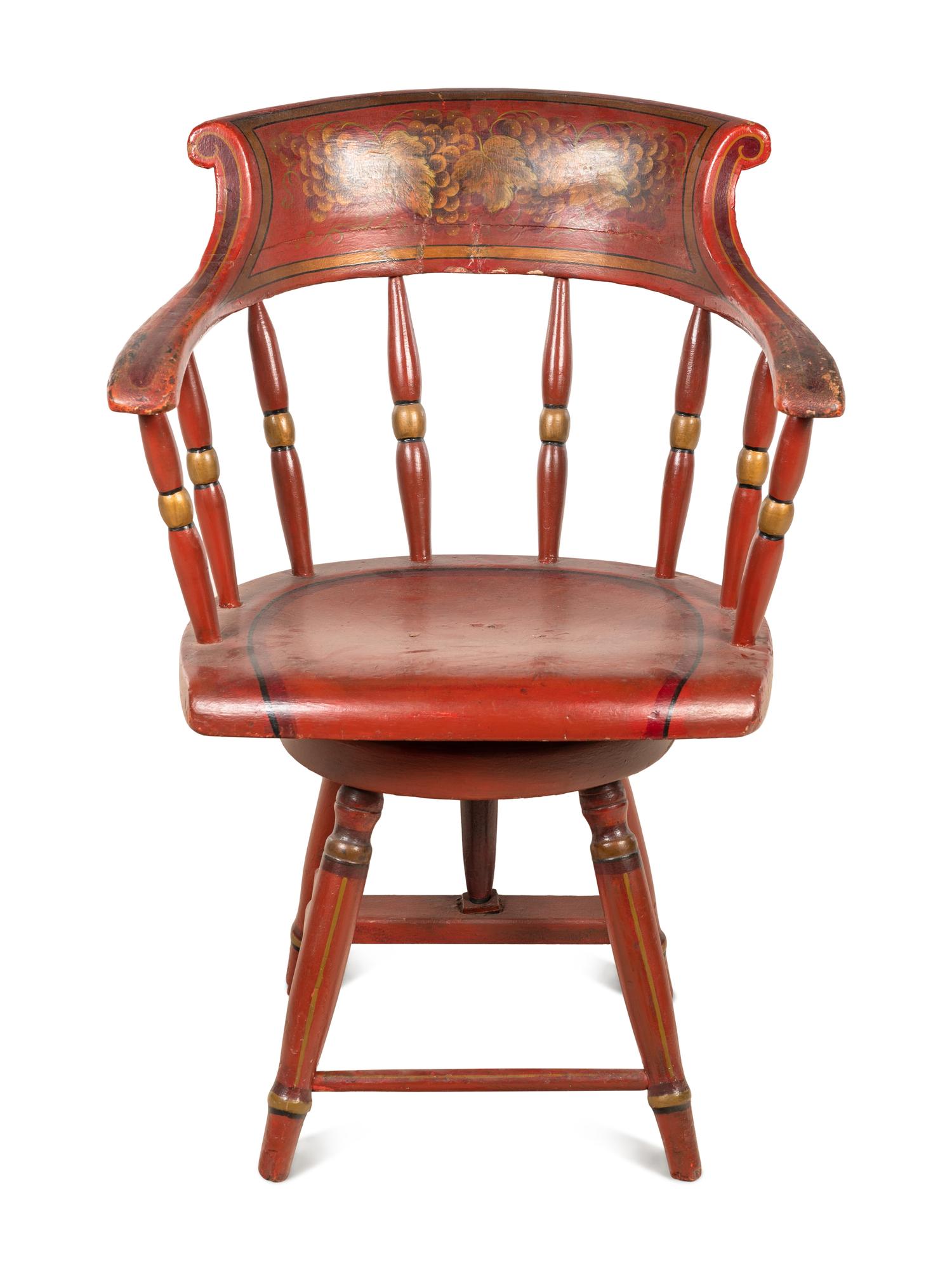 An American Painted and Stenciled Swivel Chair