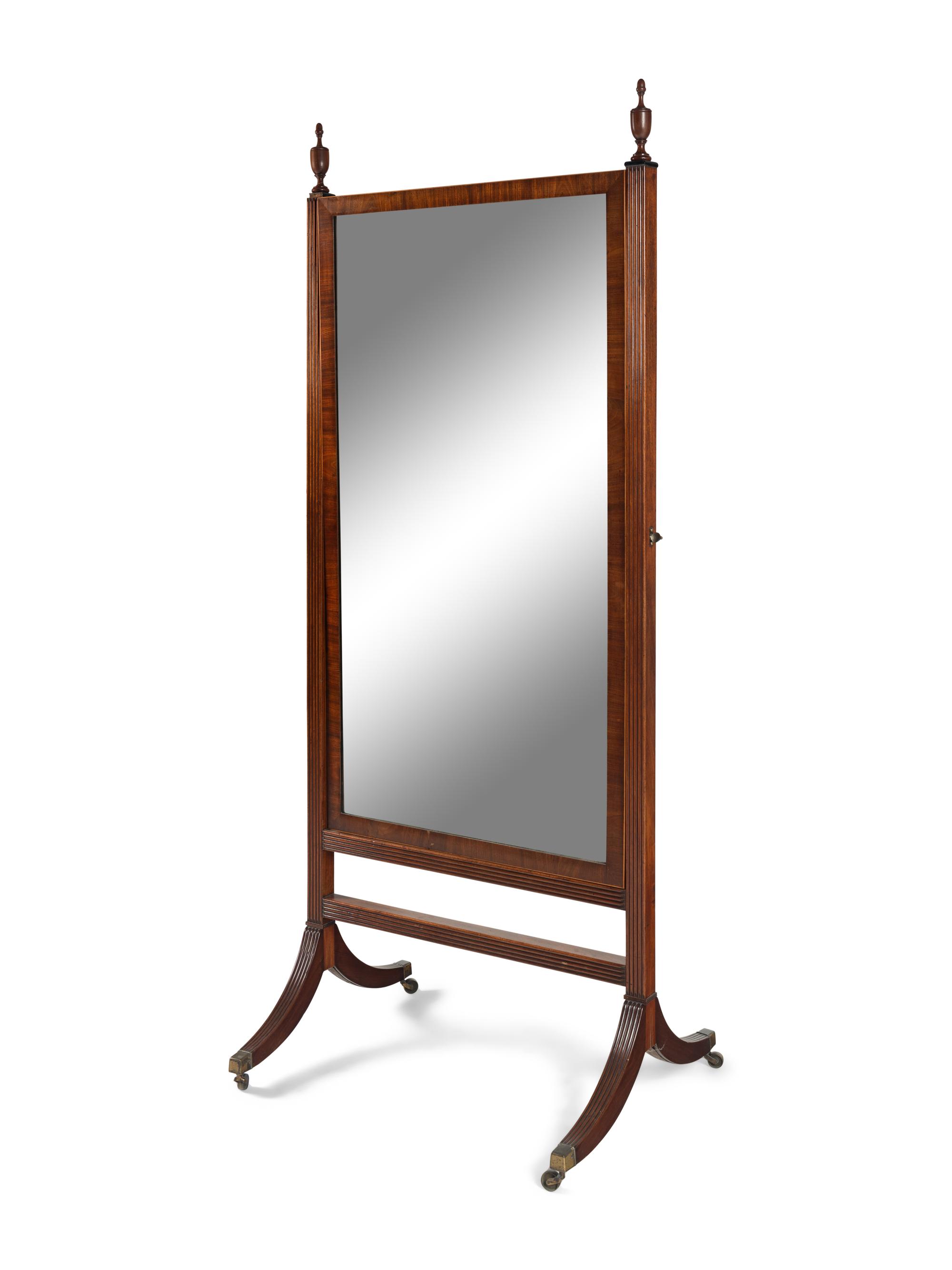 An Edwardian Mahogany Cheval Mirror