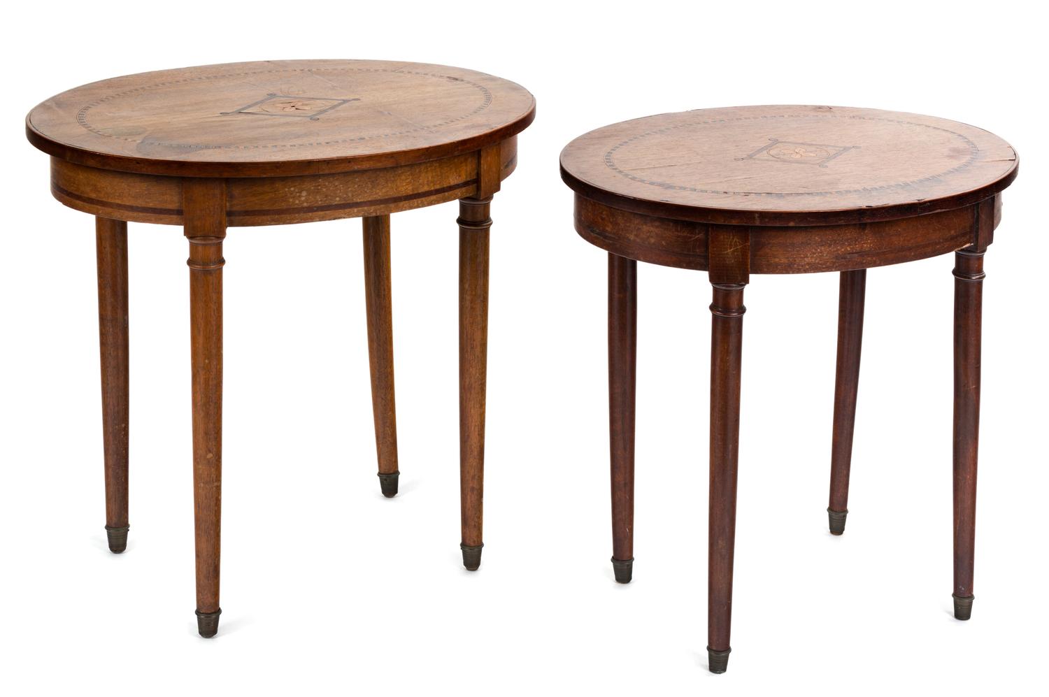 A Pair of Inlaid-Mahogany Occasional Tables Height 19 inches. — 20TH CENTURY