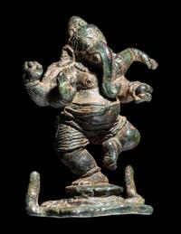 A Small Indian Bronze Figure of Ganesha Dancing