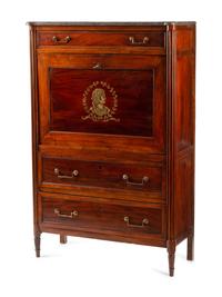 A Directoire Mahogany Marble-Top Secrétaire à Abattant