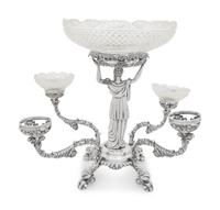 A Sheffield Silver-Plate and Cut Glass Epergne