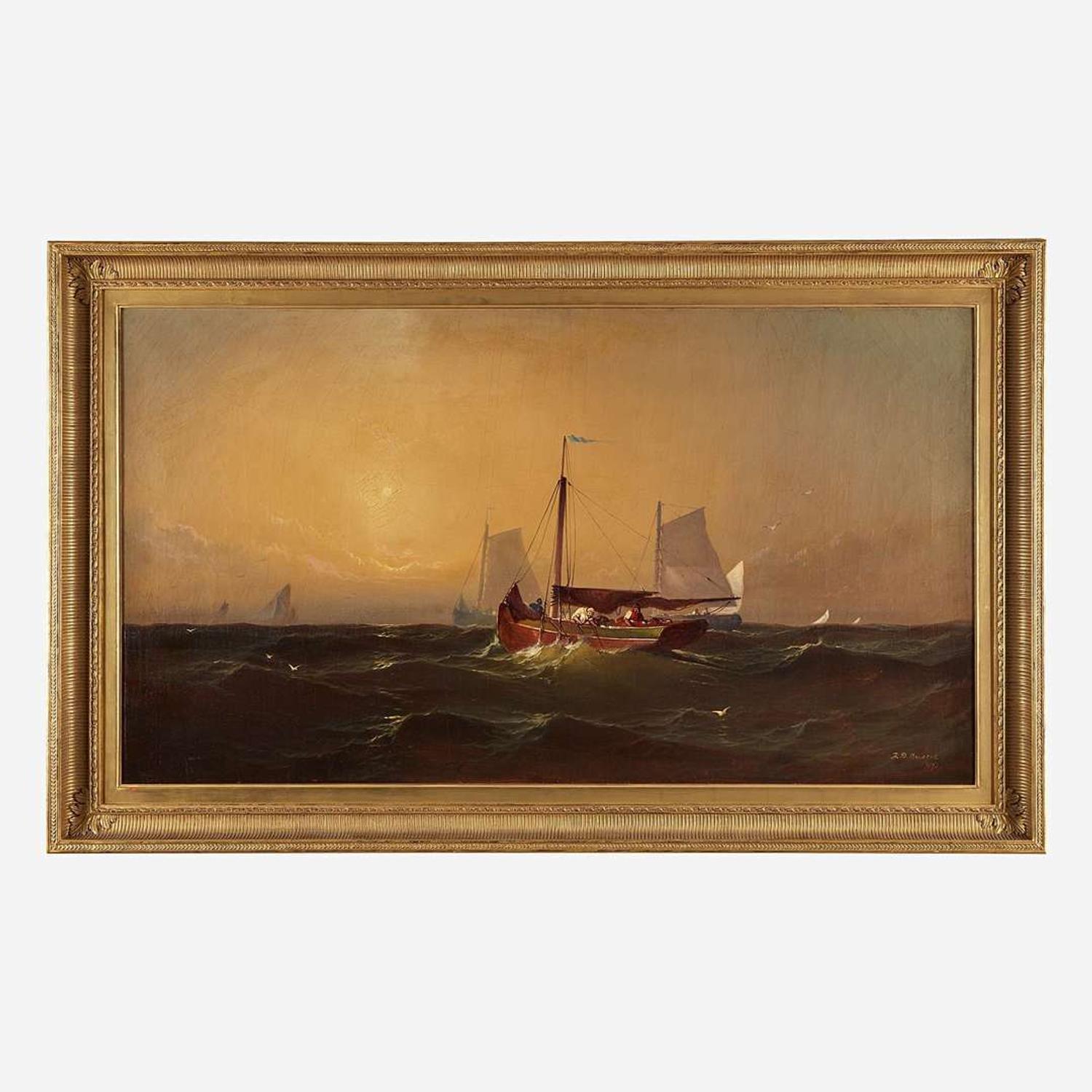 Franklin Dullin Briscoe (American, 1844-1903) Sea Scene with Boats