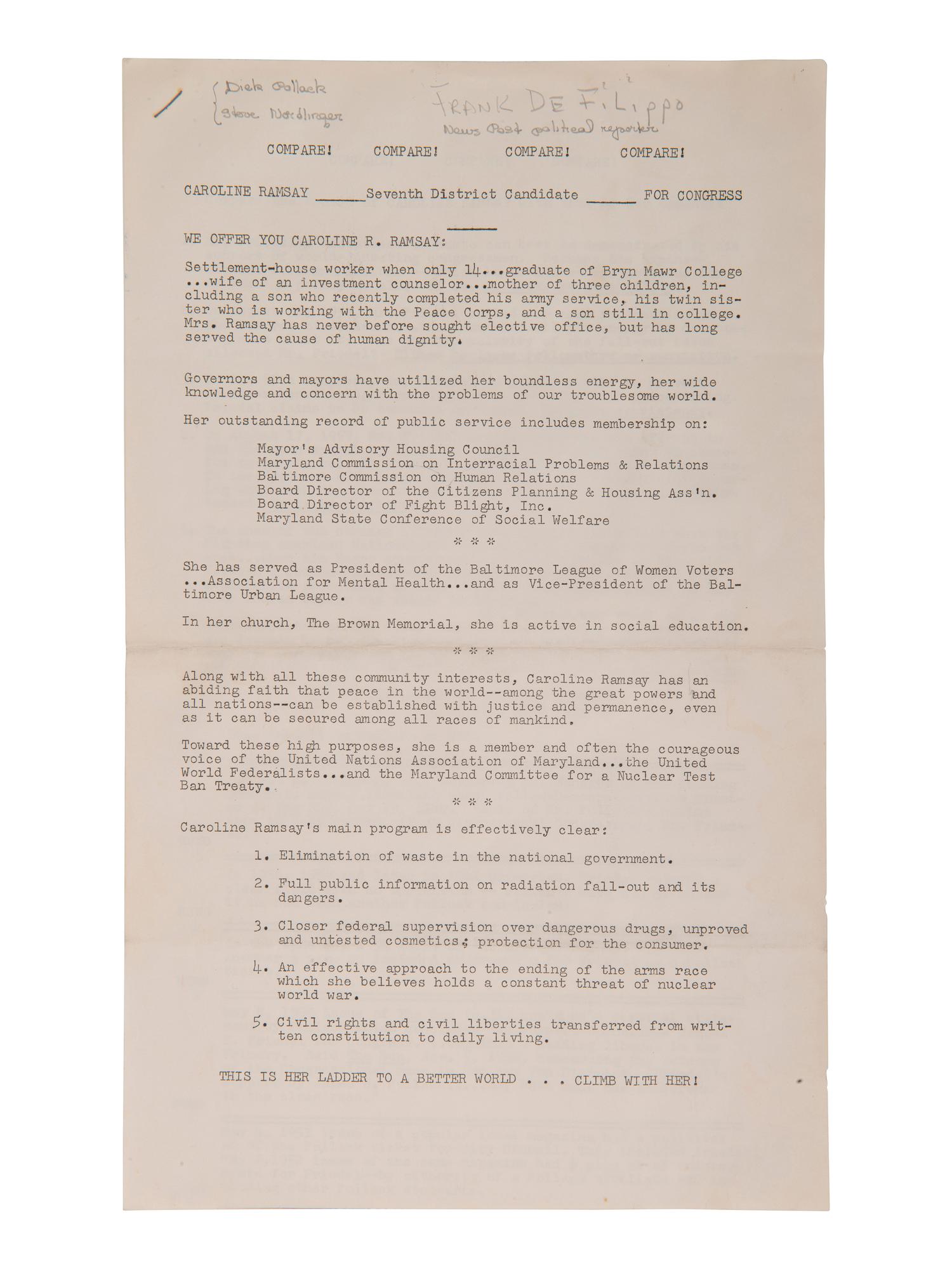 [CIVIL RIGHTS] Flyer addressing integration of Baltimore's Riverside Park Swimming Pool in 1962.
