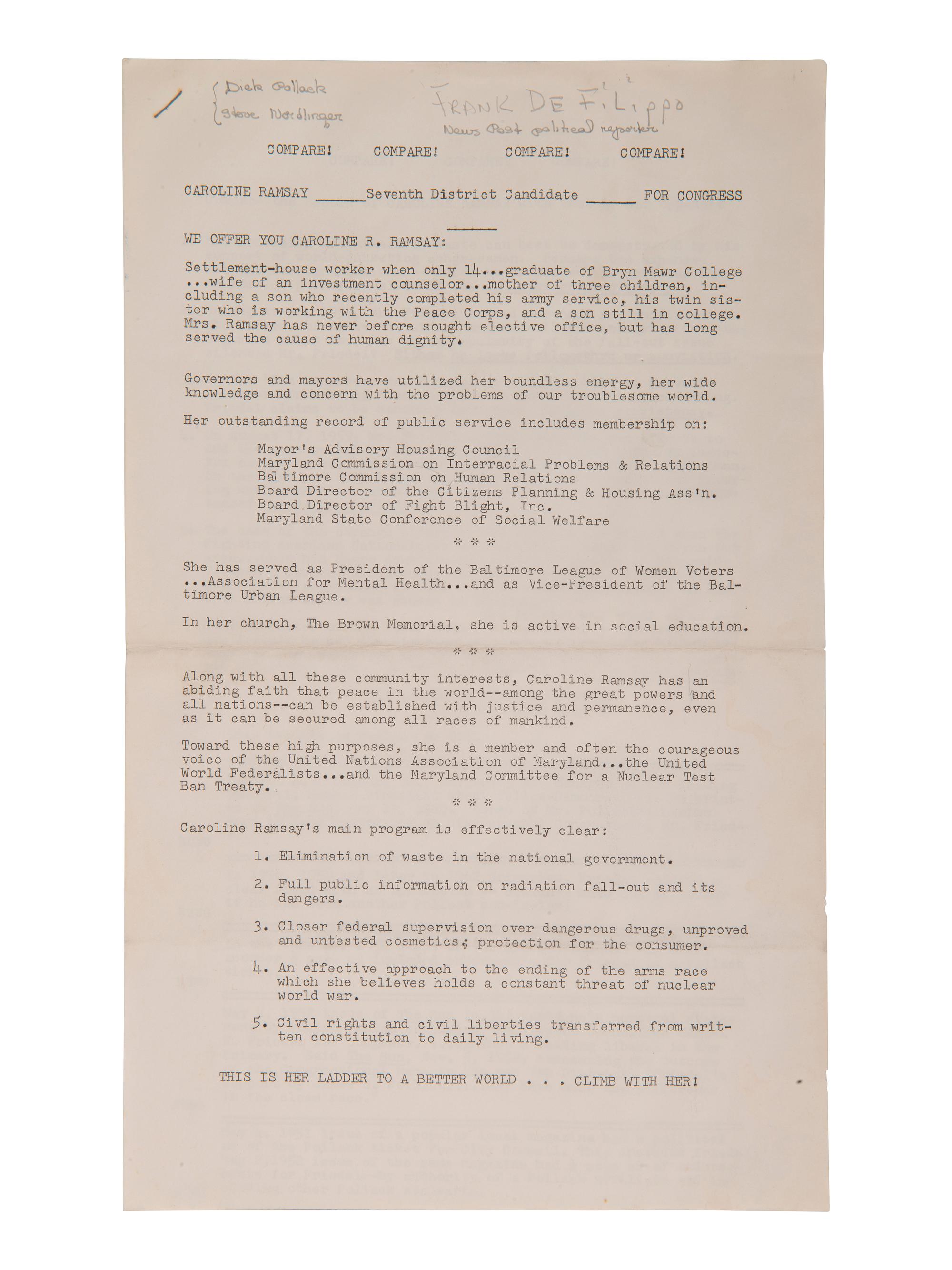 [CIVIL RIGHTS] Flyer addressing integration of Baltimore's Riverside Park Swimming Pool in 1962.