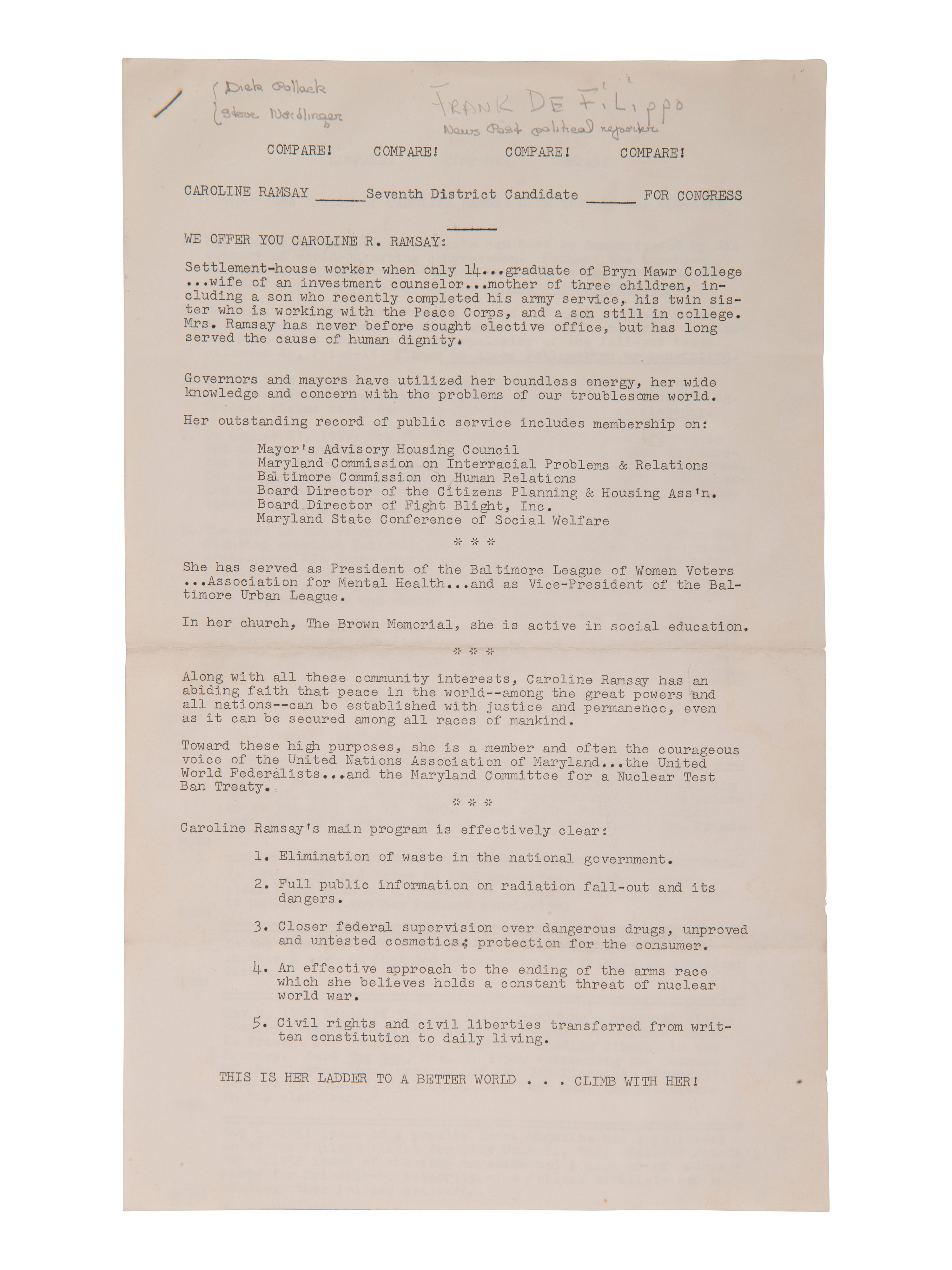 [CIVIL RIGHTS] Flyer addressing integration of Baltimore's Riverside Park Swimming Pool in 1962.