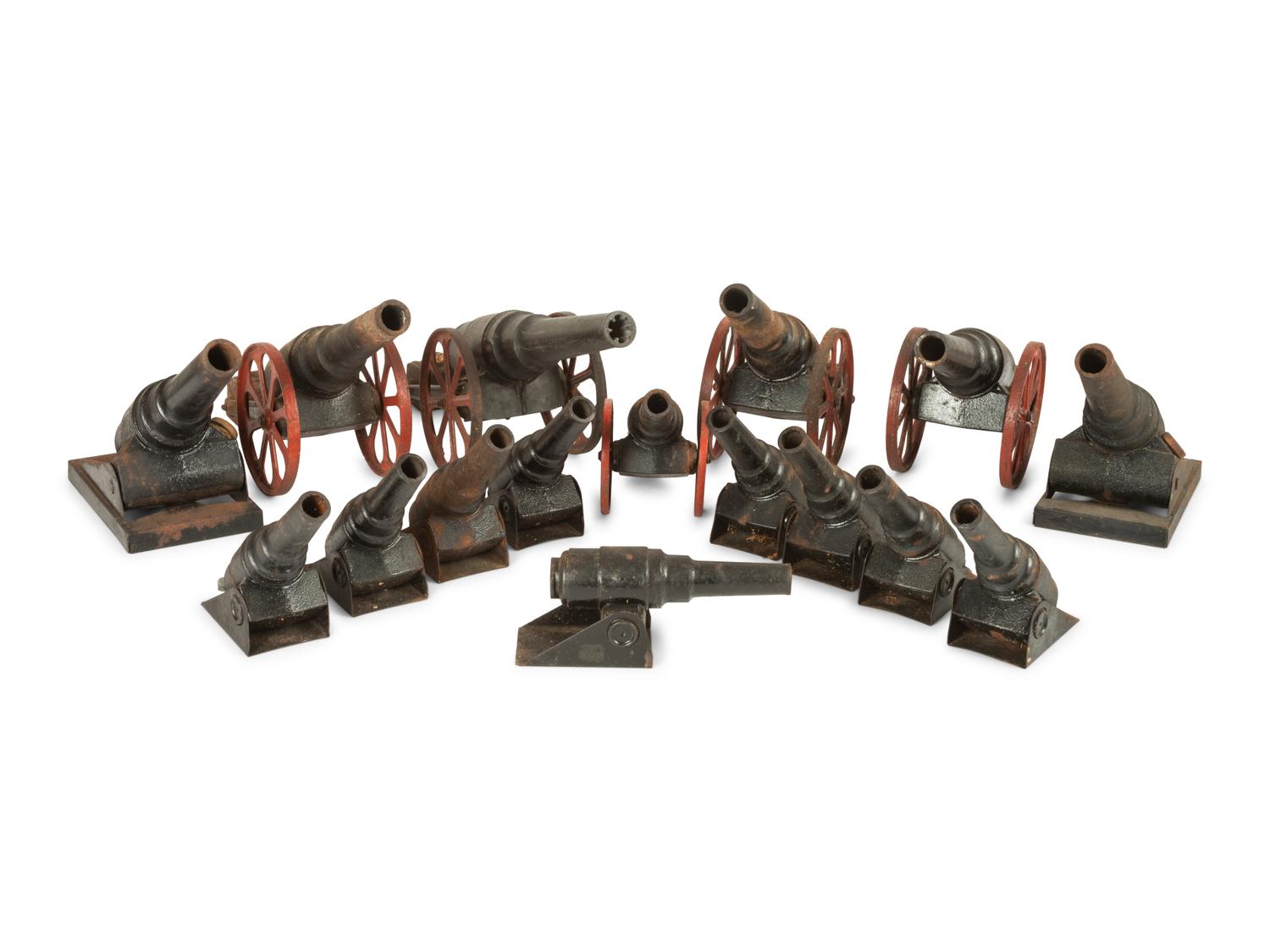 Sixteen Cast Iron Toy Cannons