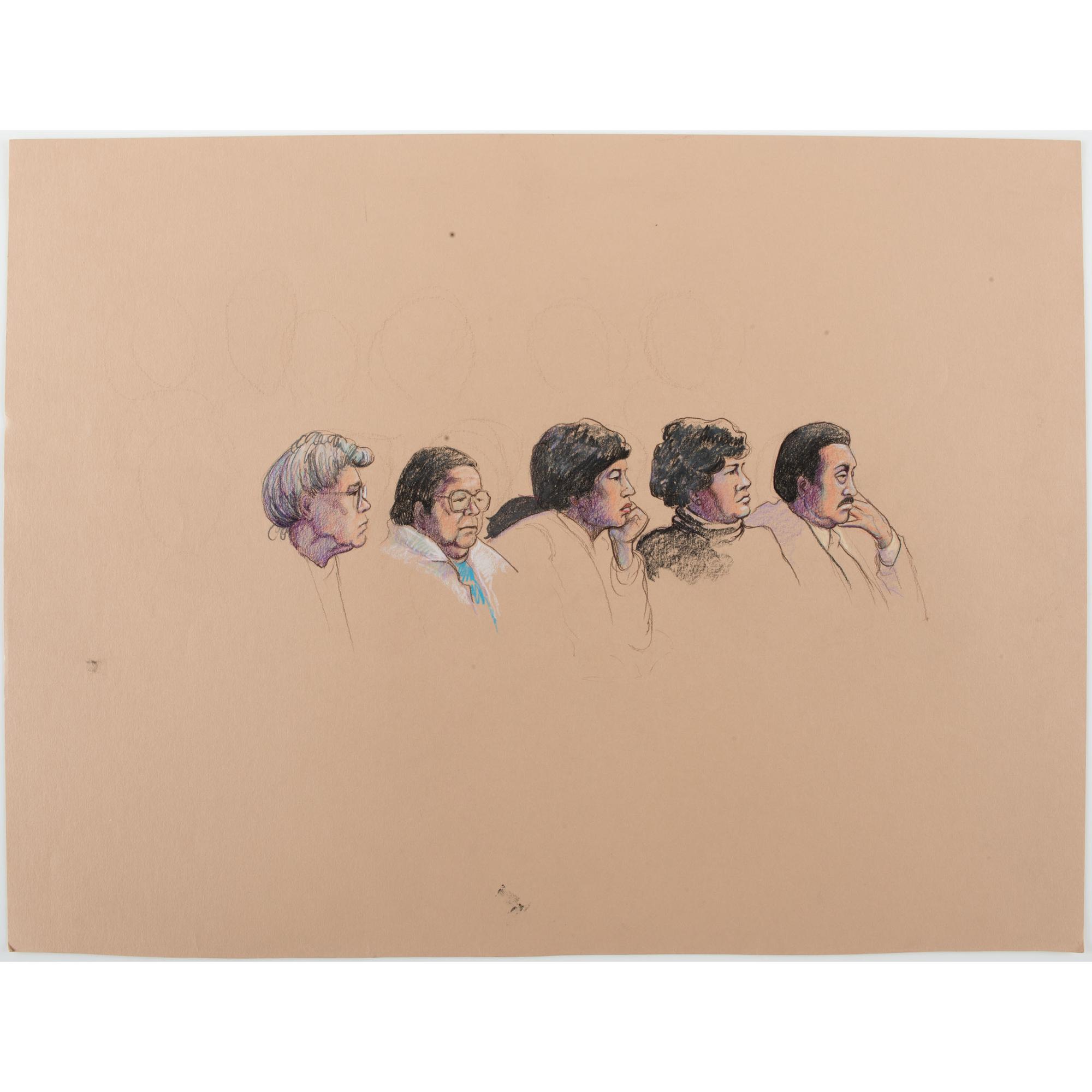 Joan Andrew, Washington Post and CNN Sketch Artist, 16 Original Sketches Documenting the 1980 Trial of Felt "Deep Throat" and Miller, Incl. Former President Nixon