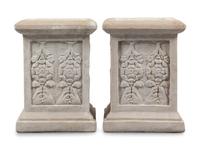 A Pair of Neoclassical Style Cast Stone Figures of Bacchic Maidens on Stands