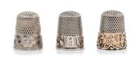 Three American Silver Thimbles, Ketcham & McDougall, New York, NY, comprising a multi-metal example with a Sterling top above a 14-kara