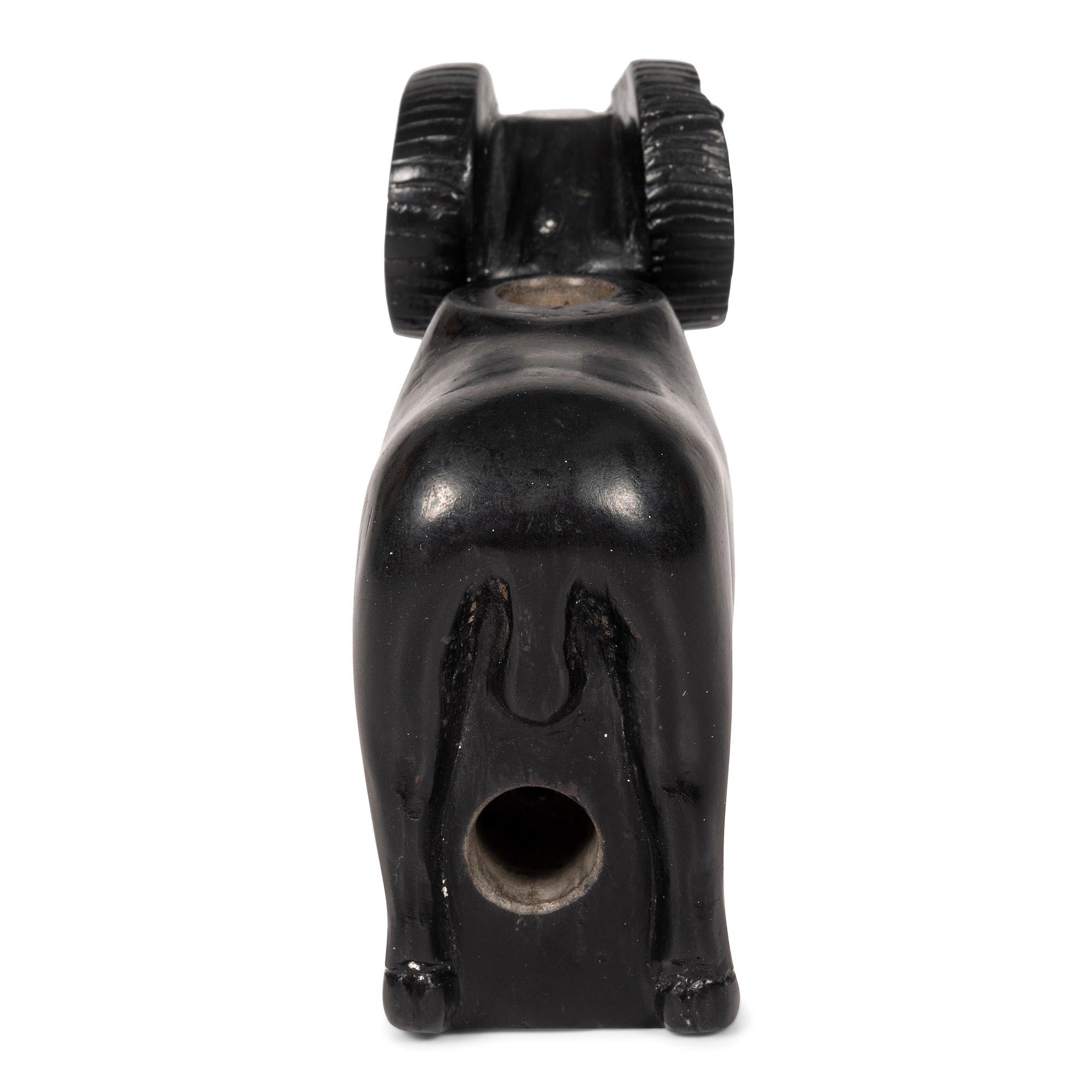Carved Blackstone Figural Pipe Bowl, Ram