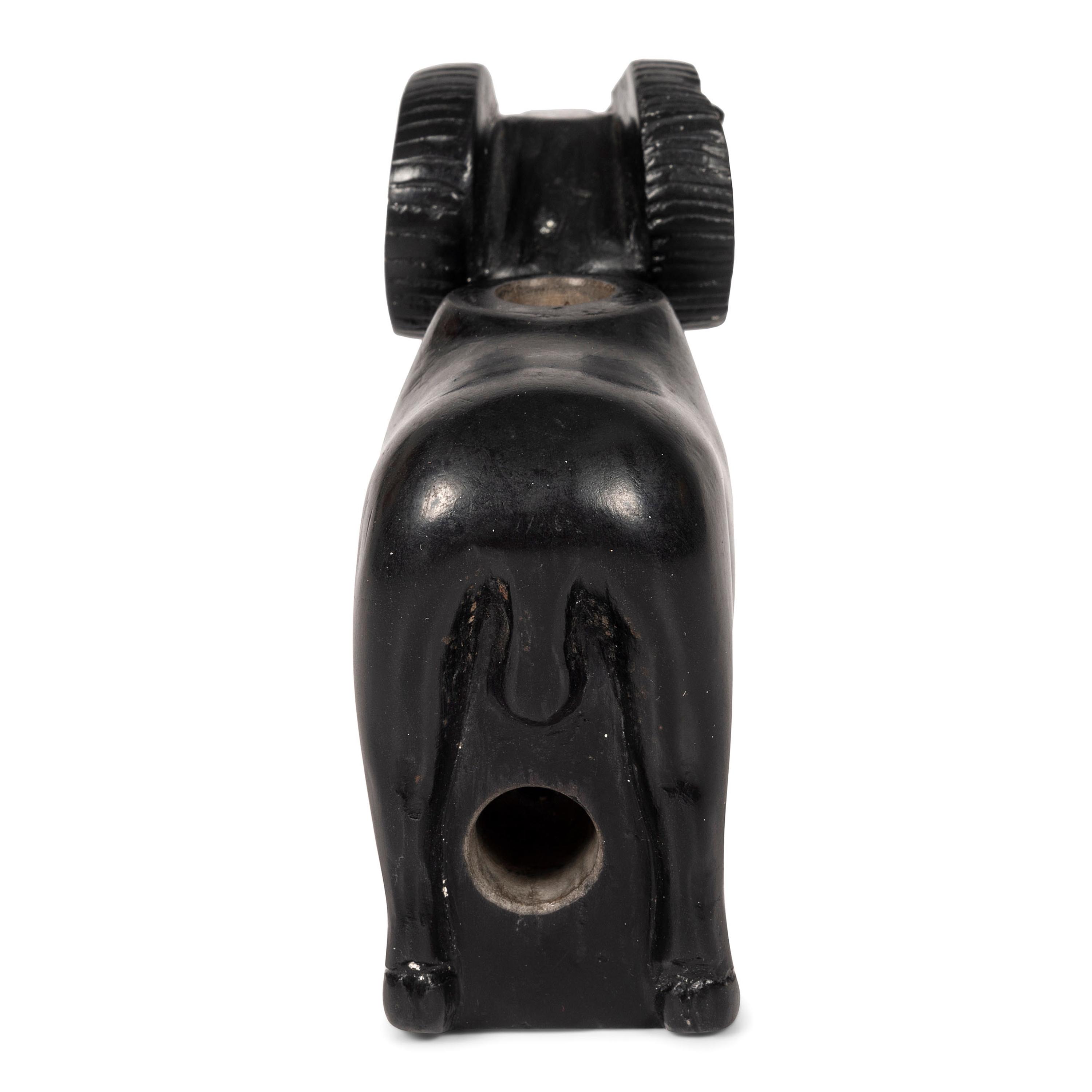 Carved Blackstone Figural Pipe Bowl, Ram