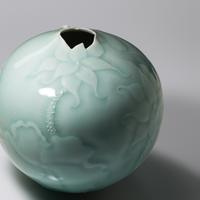 Celadon-glazed vase with dragonfly and flowers, 2014