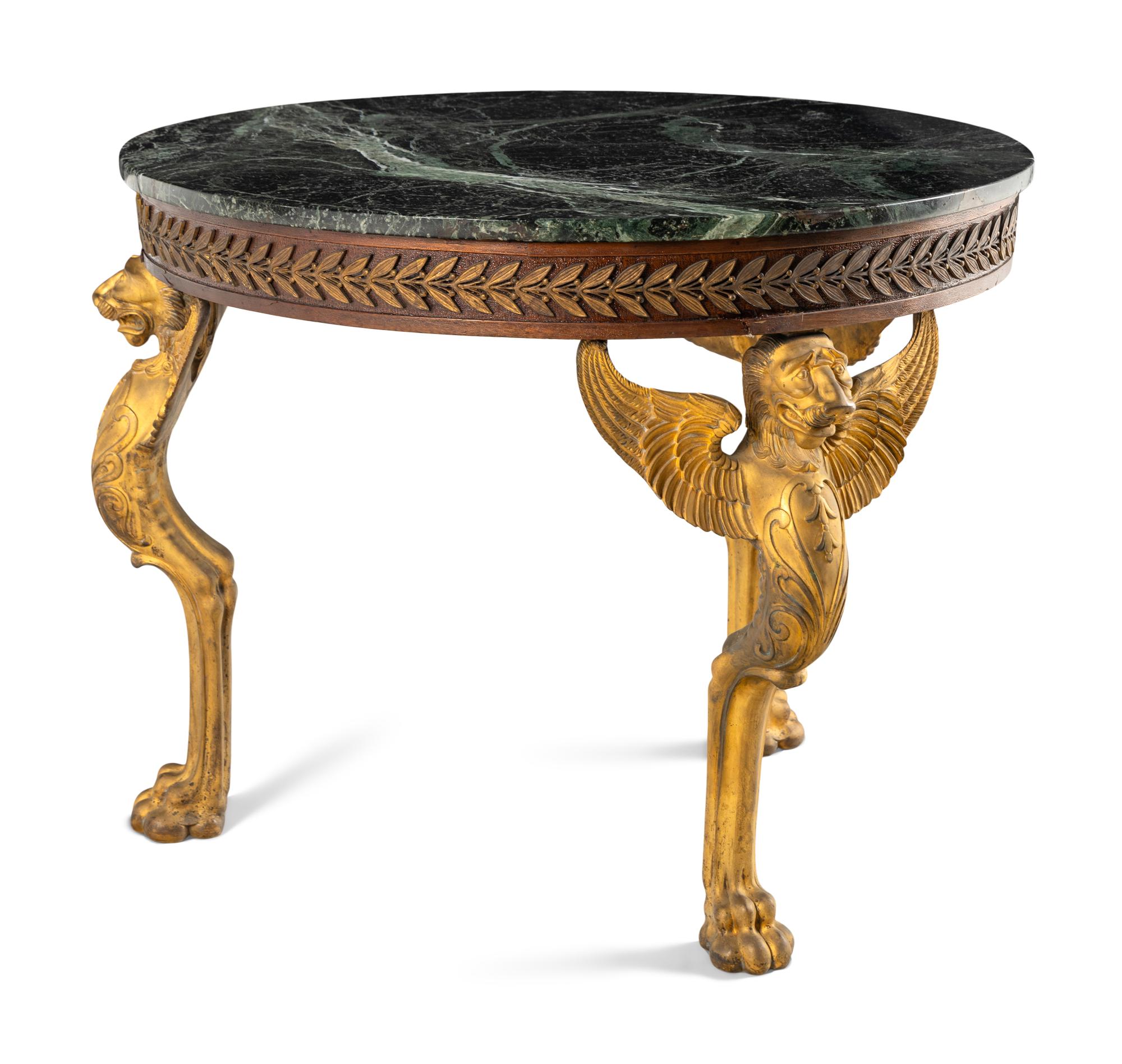 An Empire Gilt Bronze Mounted Marble-Top Guéridon