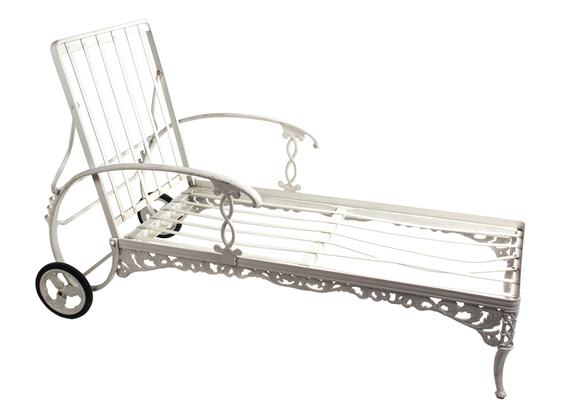 A Collection of Patio Furniture Height of chaise lounge 35 1/2 inches x length 57 inches x width 24 inches.