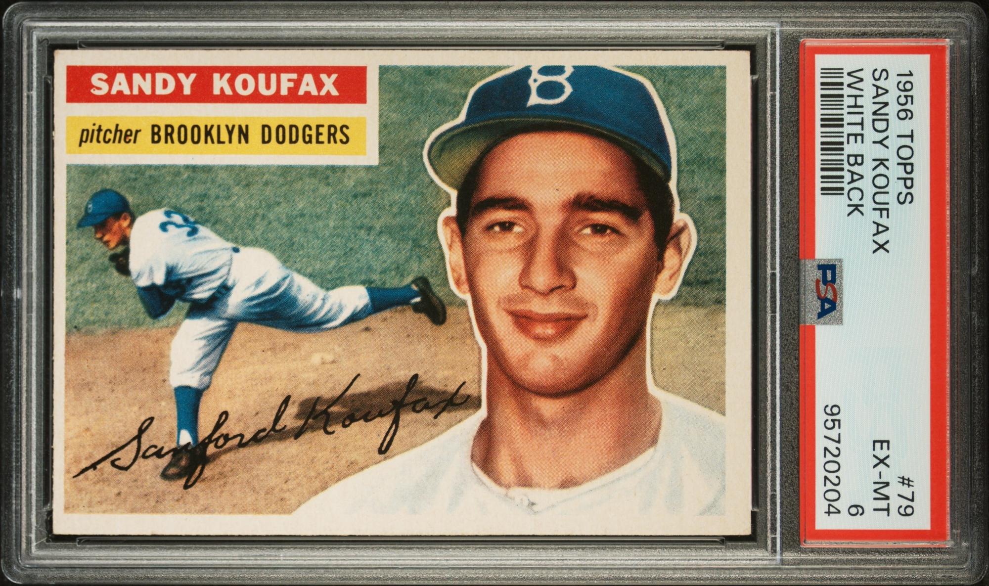 A 1956 Topps Sandy Koufax Baseball Card No. 79 (PSA 6 EX-MT) White Back