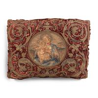 A Pair of Silk Velvet, Gold Filé and Silk Embroidered Panels, Now Mounted as Pillows