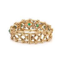 YELLOW GOLD, EMERALD AND DIAMOND BRACELET