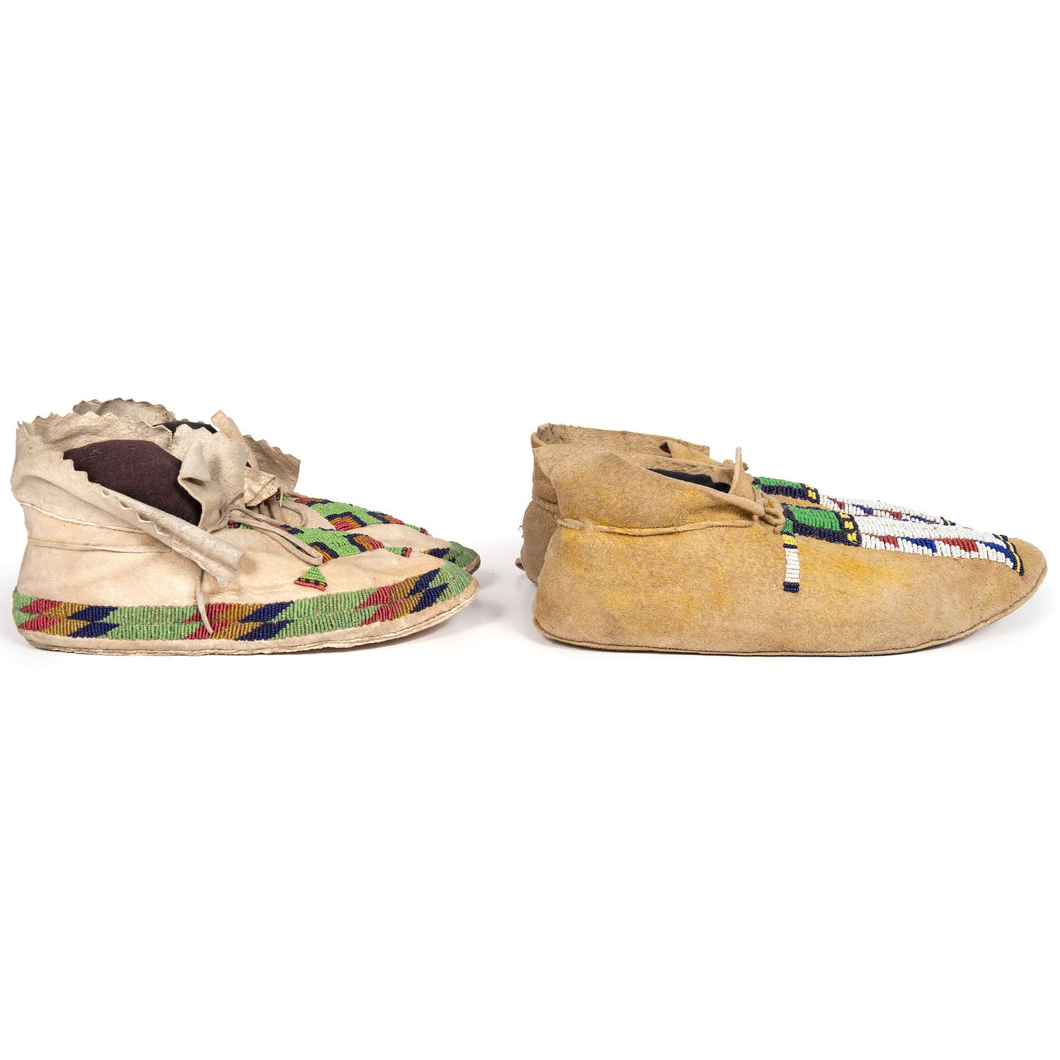 Southern Plains Beaded Hide Moccasins