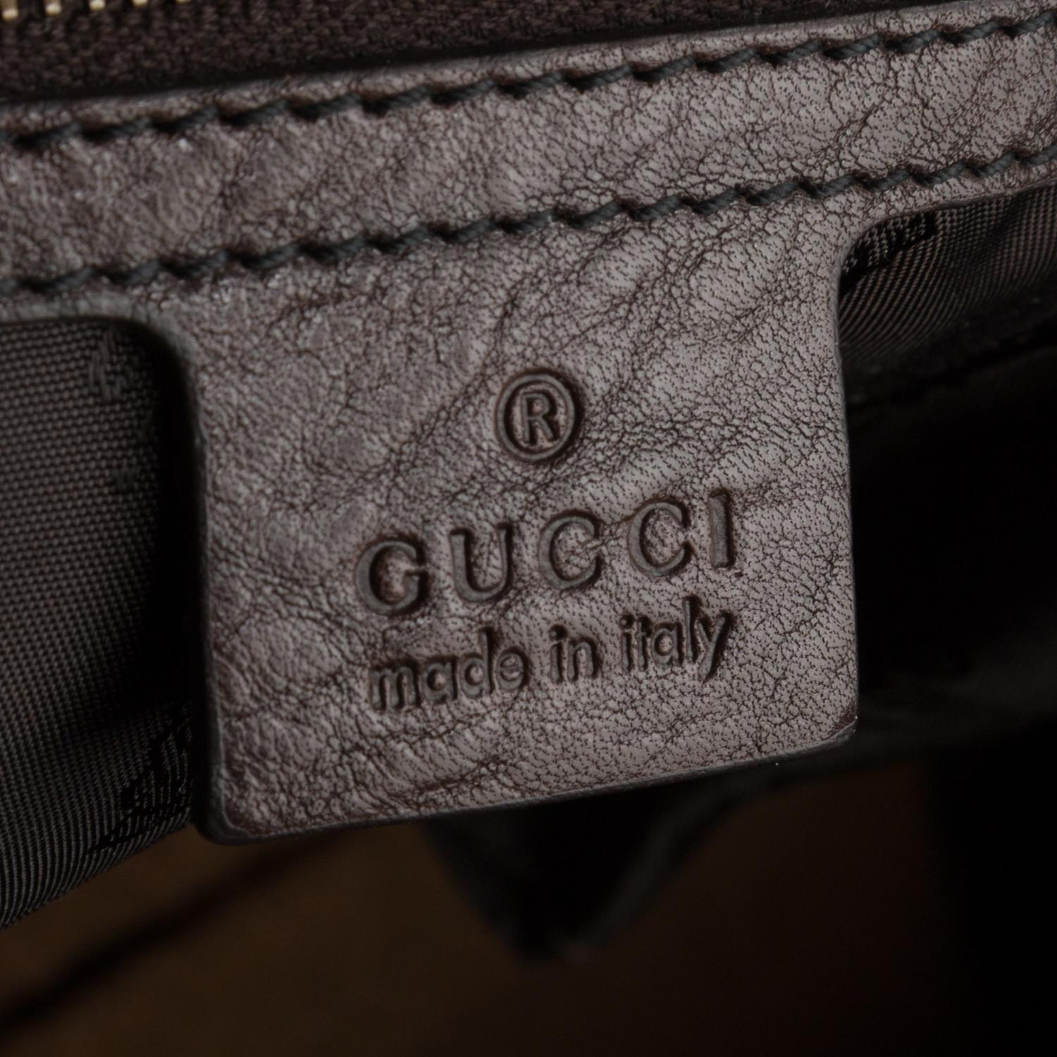 A Gucci Brown Leather Tote Bag, 16.5" x 11" x 5".