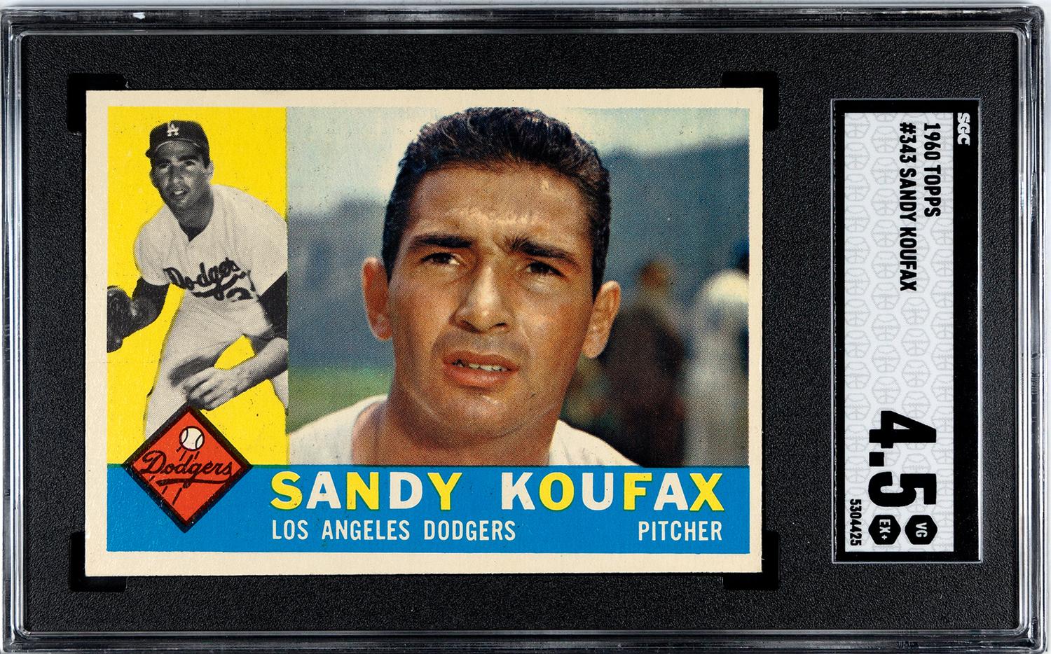 A 1960 Topps Sandy Koufax Baseball Card No. 343 (SGC 4.5 VG/EX+)