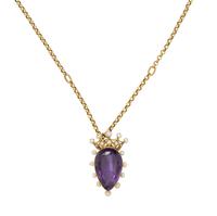 ANTIQUE, AMETHYST AND SEED PEARL PENDANT/NECKLACE