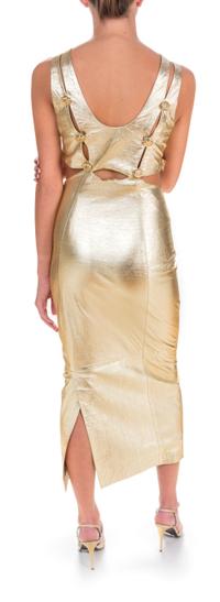 A Gianni Versace Gold Leather Cut Out Gown,
