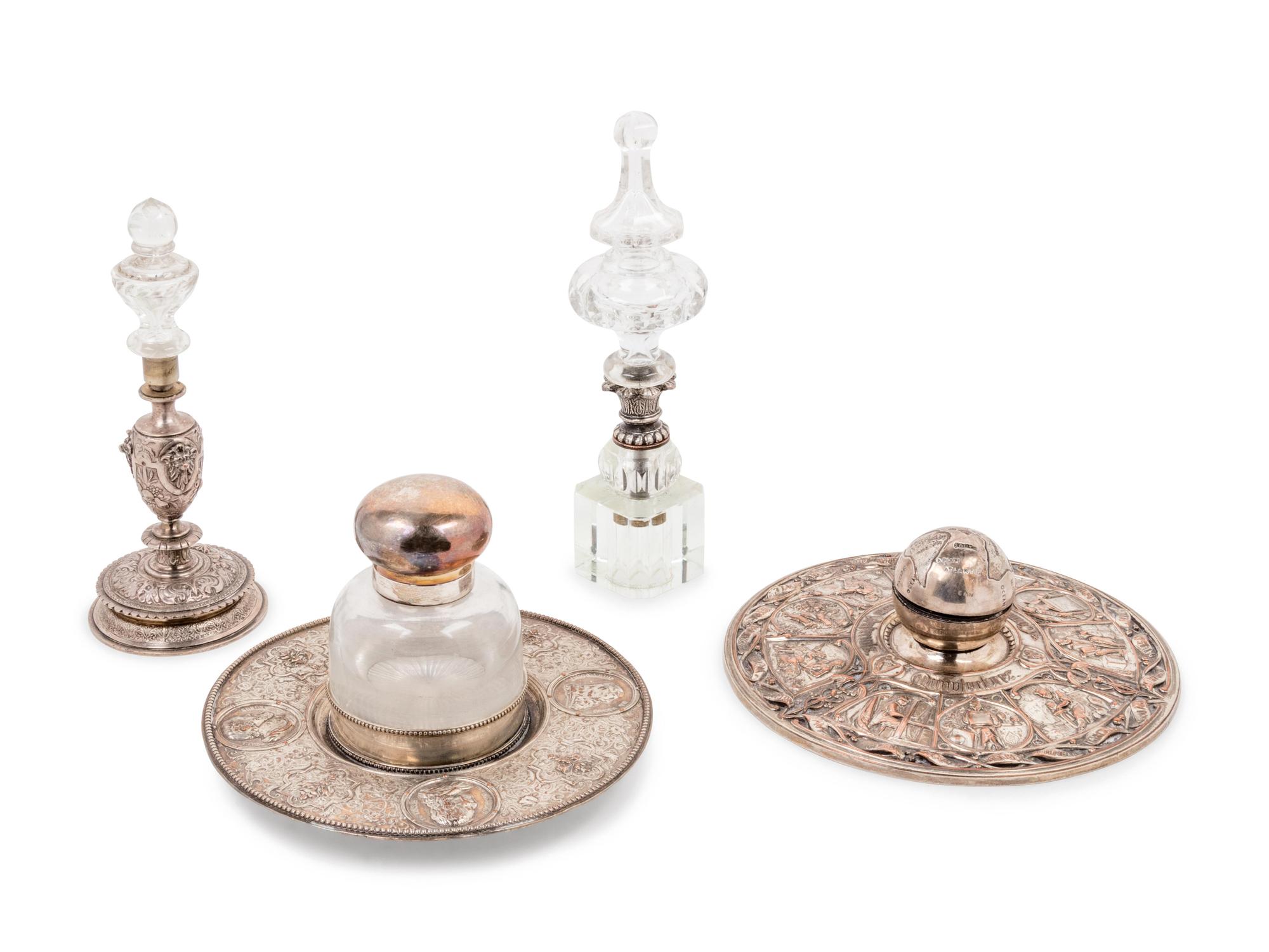 Four Silver-Plate or Silver-Plate Mounted Table Articles