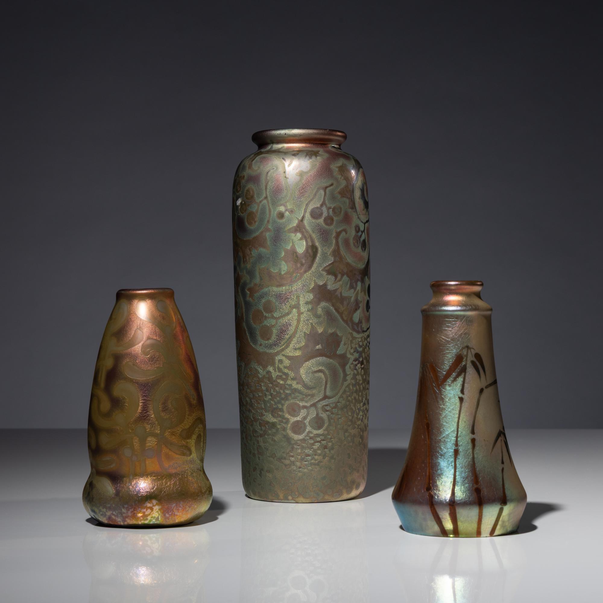 Group of 3 Luster-glazed vases