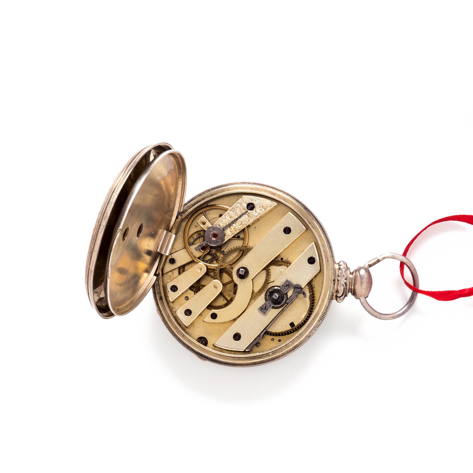 SILVER OPEN FACE POCKET WATCH