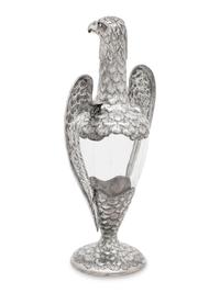 A German Silver-Mounted Glass Eagle-Form Decanter