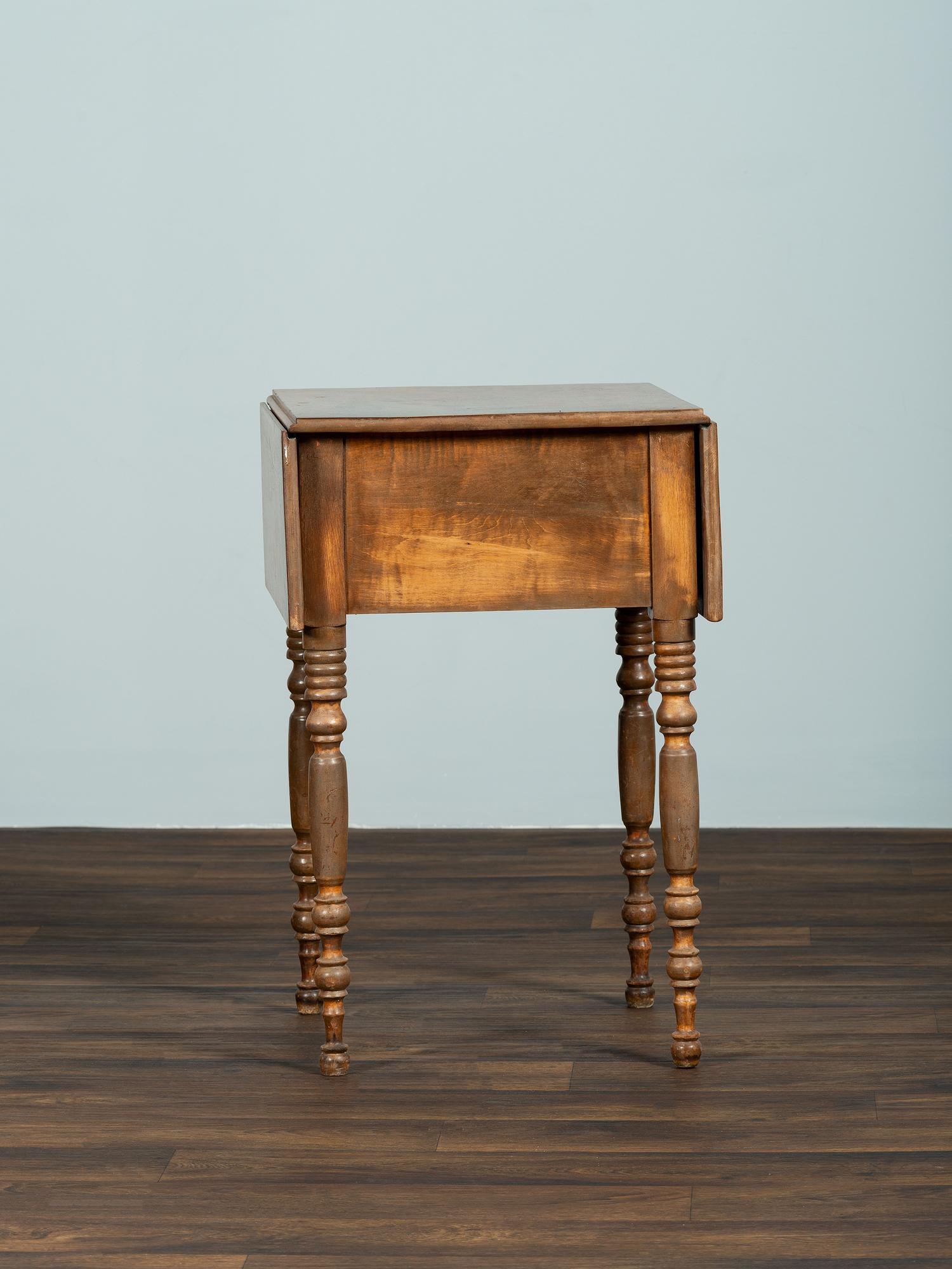 A Classical Tiger Maple Drop-Leaf Work Table